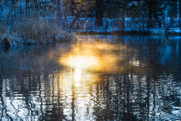 Obraz 真冬の軽井沢、朝日に輝く早朝の雲場池