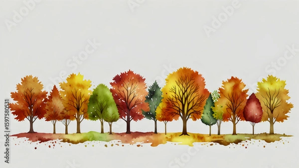 Fototapeta Autumn's vibrant embrace: colourful maple and oak leaves, intermingled with delicate floral patterns, create a breathtaking fall nature background