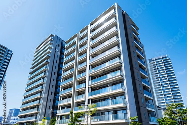 Obraz 青空に映える新築マンションの外観