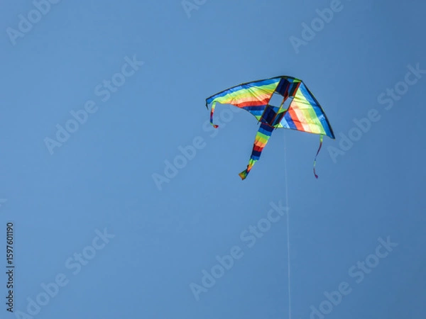 Fototapeta Colorful kite floating on the blue sky