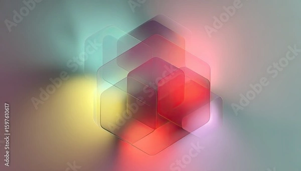 Fototapeta Abstract geometric shapes in soft, vibrant colors