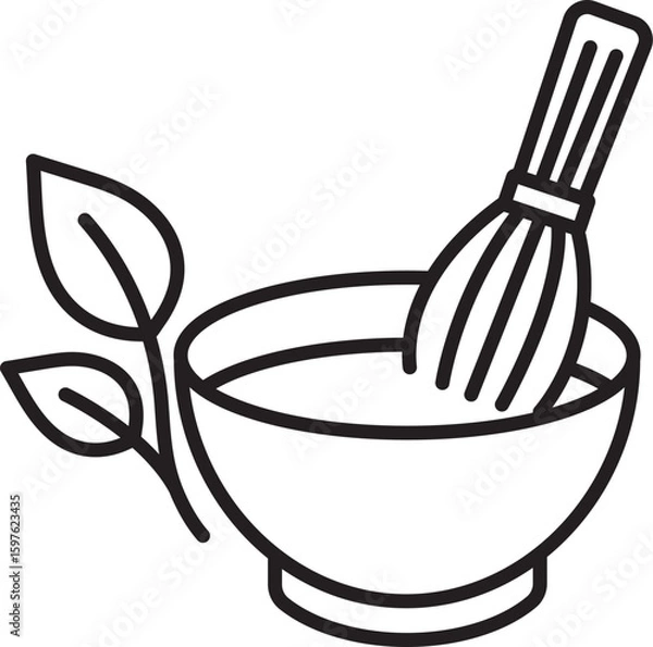 Fototapeta Minimalist Line Art Icon of Traditional Matcha Whisk (Chasen)