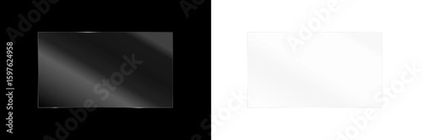 Fototapeta Glasses with PNG reflection and acrylic glare on screen. Transparent glasses shine in vector mirror and sheet illustration. Glossy effect, laptop and television with PNG light.

