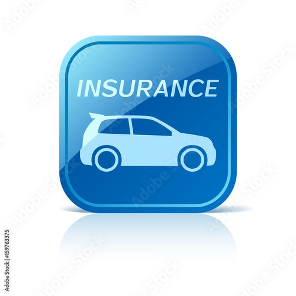 Obraz Car insurance icon on blue web button
