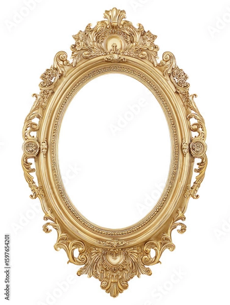 Obraz A gold framed oval with a floral design