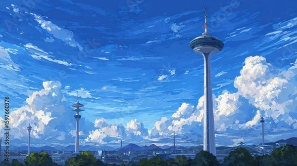 Obraz Cityscape under a vibrant sky