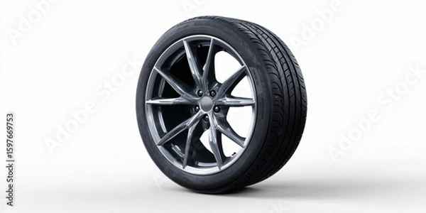 Fototapeta Automotive Rubber: Car Tire Imagery, Vehicle Component, Tread Pattern, Safety Equipment, Road Grip, Automobile Part, Tire Texture, Transportation Industry Visuals
