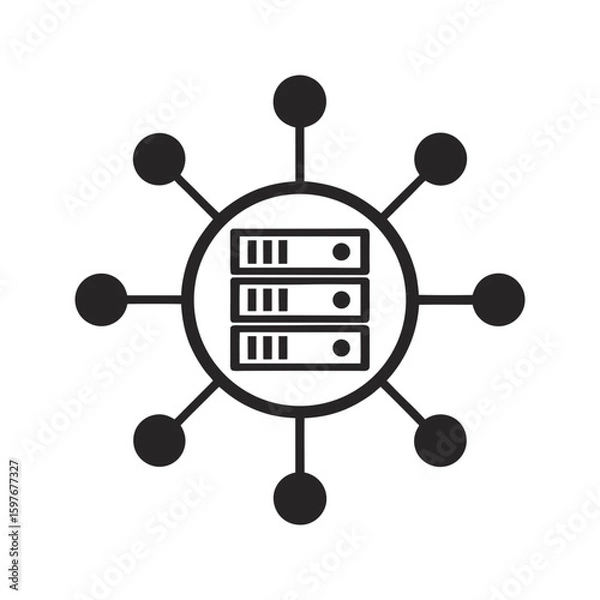 Obraz Network Server Icon. Data Connection Structure. Centralized System Symbol