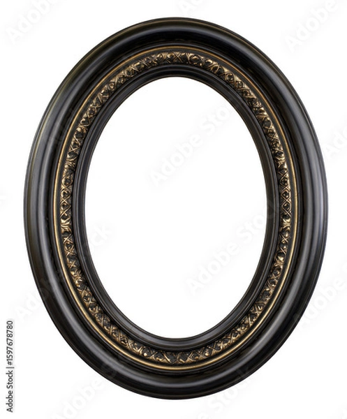Obraz A black oval framed with gold trim