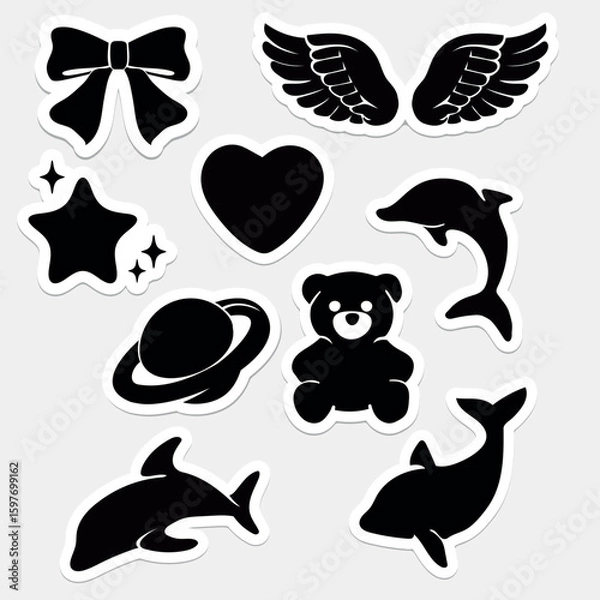 Obraz Vector stickers on a white background for any project.
A large set of vector stickers, created with an emphasis on conciseness and versatility.