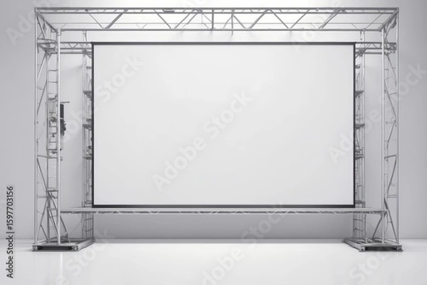 Fototapeta Large blank projection screen mounted on a metal frame structure