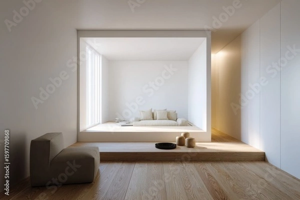 Fototapeta The interior of a modern living room in a modern style, designed for advertising and home decoration