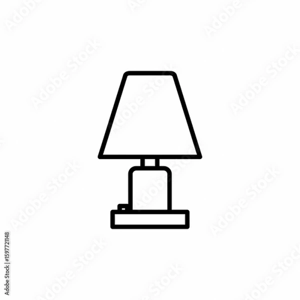 Fototapeta Black and white icon style illustration of a table lamp