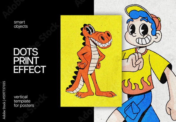 Fototapeta Dots Print Poster Effect Mockup