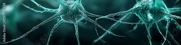 Fototapeta Sharp emerald neuro-threads in motion over deep graphite canvas futuristic UX element