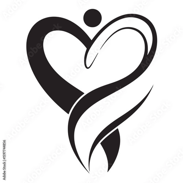Fototapeta Abstract heart with personified form illustrating love care and support symbol