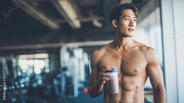 Fototapeta プロテインを飲む男性
