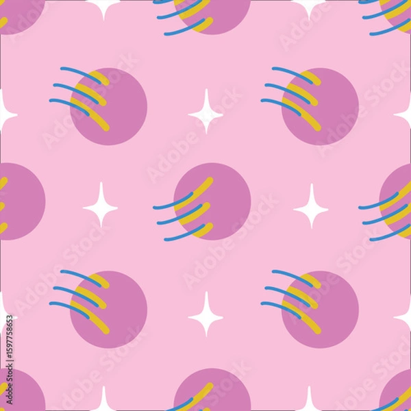 Obraz Pink galaxy abstract seamless pattern illustration