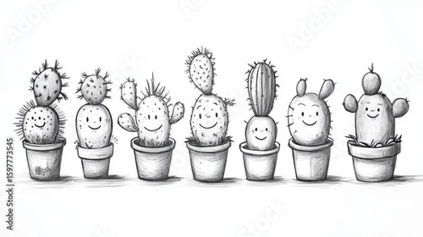 Fototapeta Isolated green cactus in a terracotta pot with no background, clean and sharp edges, perfect for design cutouts