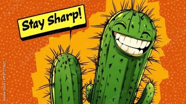 Fototapeta Isolated green cactus in a terracotta pot with no background, clean and sharp edges, perfect for design cutouts