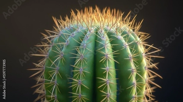 Fototapeta Isolated green cactus in a terracotta pot with no background, clean and sharp edges, perfect for design cutouts