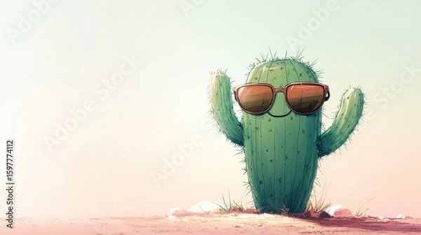 Fototapeta Isolated green cactus in a terracotta pot with no background, clean and sharp edges, perfect for design cutouts