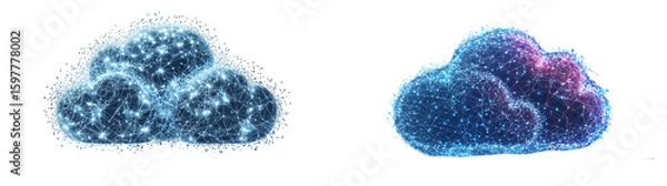 Obraz A digital representation of a cloud with interconnected nodes, symbolizing cloud computing and data networks in technology