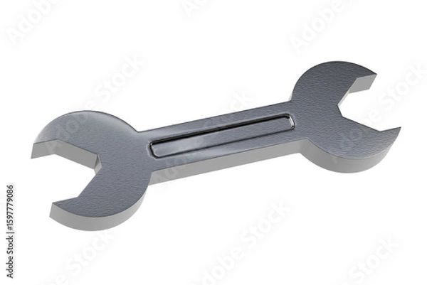 Fototapeta 3d Wrench tool equipment icon. Realistic metallic mechanic tool concept. Building tools spanner wrench isolated on white transparent background. Minimal cartoon cute smooth. Spanner tool. 3d render.