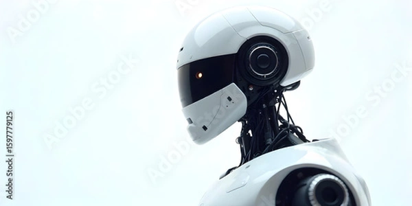 Obraz futuristic robot head side view closeup 