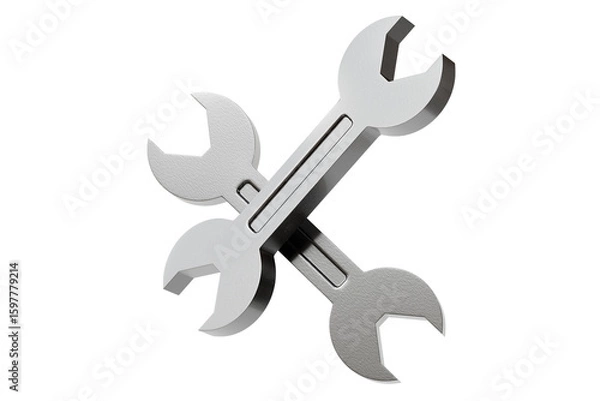 Fototapeta 3d Wrench tool equipment icon. Realistic metallic mechanic tool concept. Building tools spanner wrench isolated on white transparent background. Minimal cartoon cute smooth. Spanner tool. 3d render.