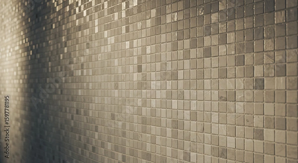 Fototapeta Detailed Mosaic Tiles Texture Artistic Background with Square Shapes and a Warm, Monochrome Color Palette