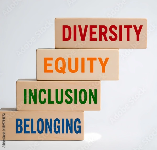 Obraz DEIB - Diversity, Equity, Inclusion, Belonging Steps Concept

