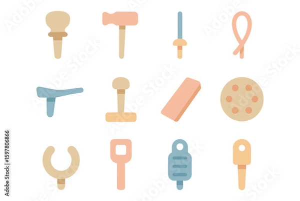 Obraz Pastel tool set vector illustration for design projects in flat style