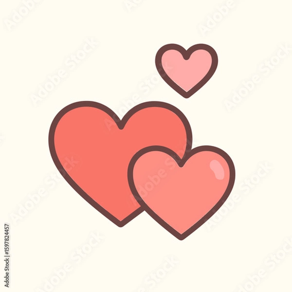 Obraz Stacked Hearts in Flat Color