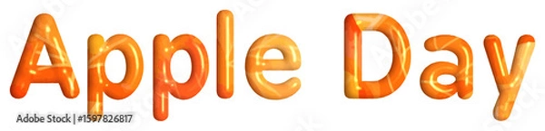 Fototapeta Apple Day 3D Text in Cute Autumn Color Font