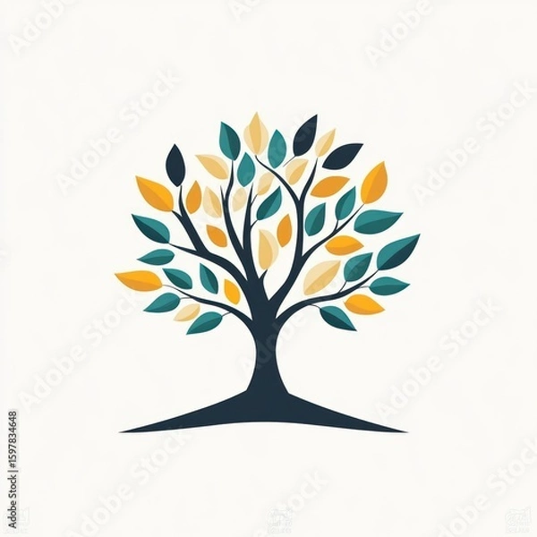 Fototapeta Vibrant stylized tree graphic