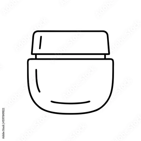 Fototapeta Skin care cream container in minimalist design with line art  