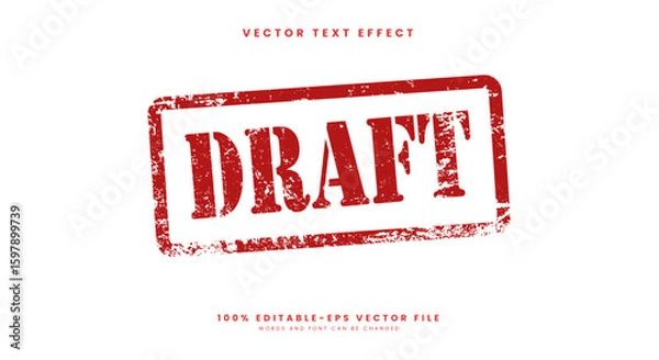 Fototapeta Draft grunge stamp symbol 3d editable text effect