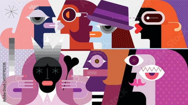 Fototapeta Large Group Of People Vector Illustration