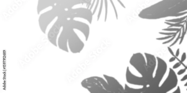Obraz Stylish grayscale illustration of tropical leaves. Perfect for backgrounds, patterns, or design elements.  High-resolution image.
