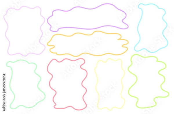 Fototapeta 手書きうねうねフレーム　パステルカラー