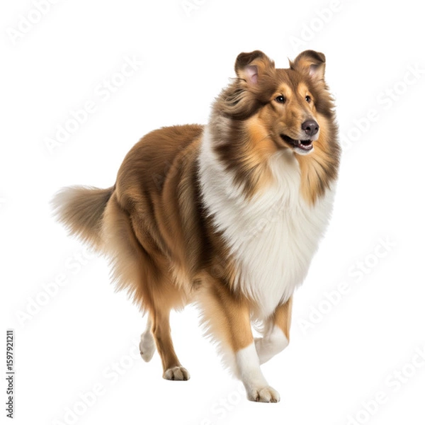 Fototapeta Majestic rough collie dog running with flowing fur