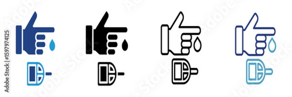 Fototapeta The icon related to blood sugar test in the process of taking blood sample from finger indicates examination as part of general health check.