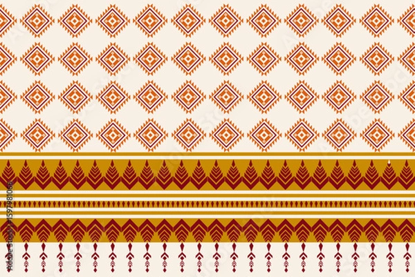 Obraz Geometric ethnic textile art with diamond motifs and ornamental border