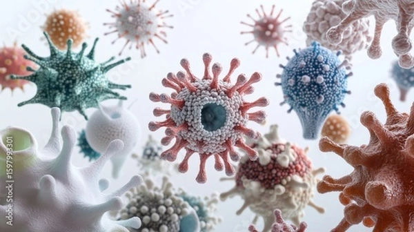 Fototapeta Exploring the Intricate World of Viruses and Bacteria in Stunning Detail