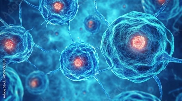 Fototapeta Exploring the Microscopic Realm of Bacteria and Viruses in Cell Repair Processes