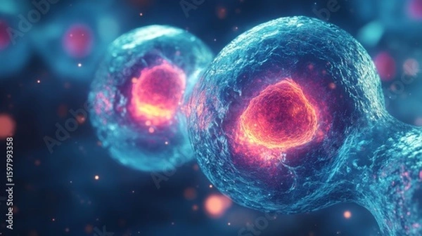 Fototapeta Fusion of Distinct Cells Showcasing the Intricate World of Bacteria and Viruses