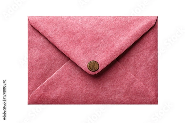 Fototapeta Pink Envelope A letter sealed with wax Rose colored message and invitation Special delivery of a