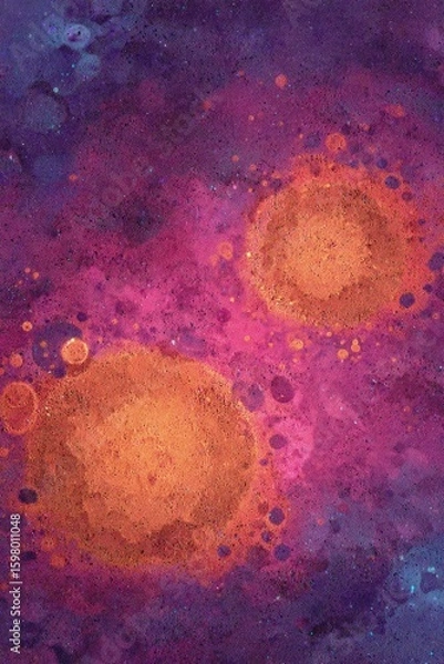 Obraz Abstract Glitter Design With Orange Circles on Purple Background