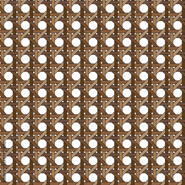 Fototapeta brown basketweave lattice pattern with black outline